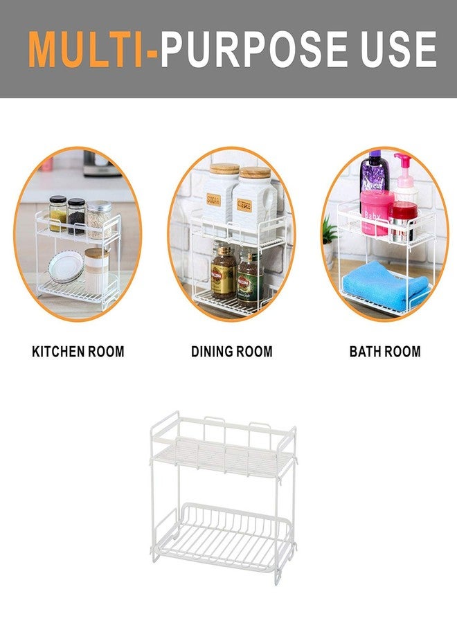 INDIAN DECOR Metal Rack, 2 Tier, White - Image 5